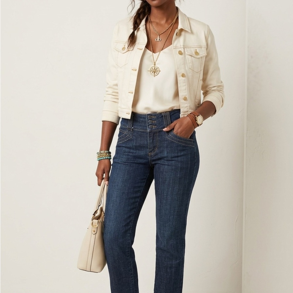 CAbi Indigo High-Rise Straight Jeans